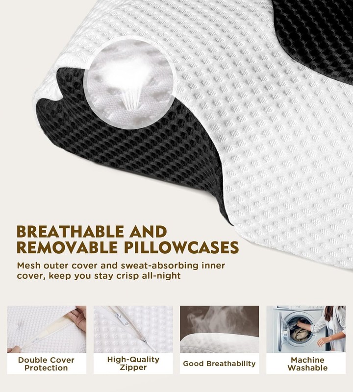 CertiPUR-US Certified Cervical Pillow with Cooling Cover - Sleep Better Tonight/ gallery