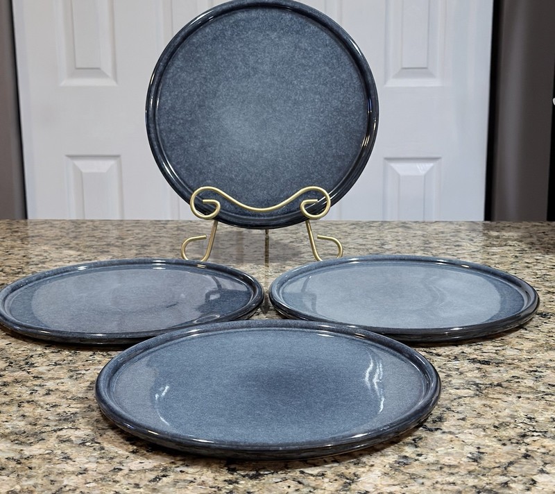 Stone + Lain Eden Dark Blue Reactive Glaze Dinner Plates Set of 4 Stoneware NEW gallery