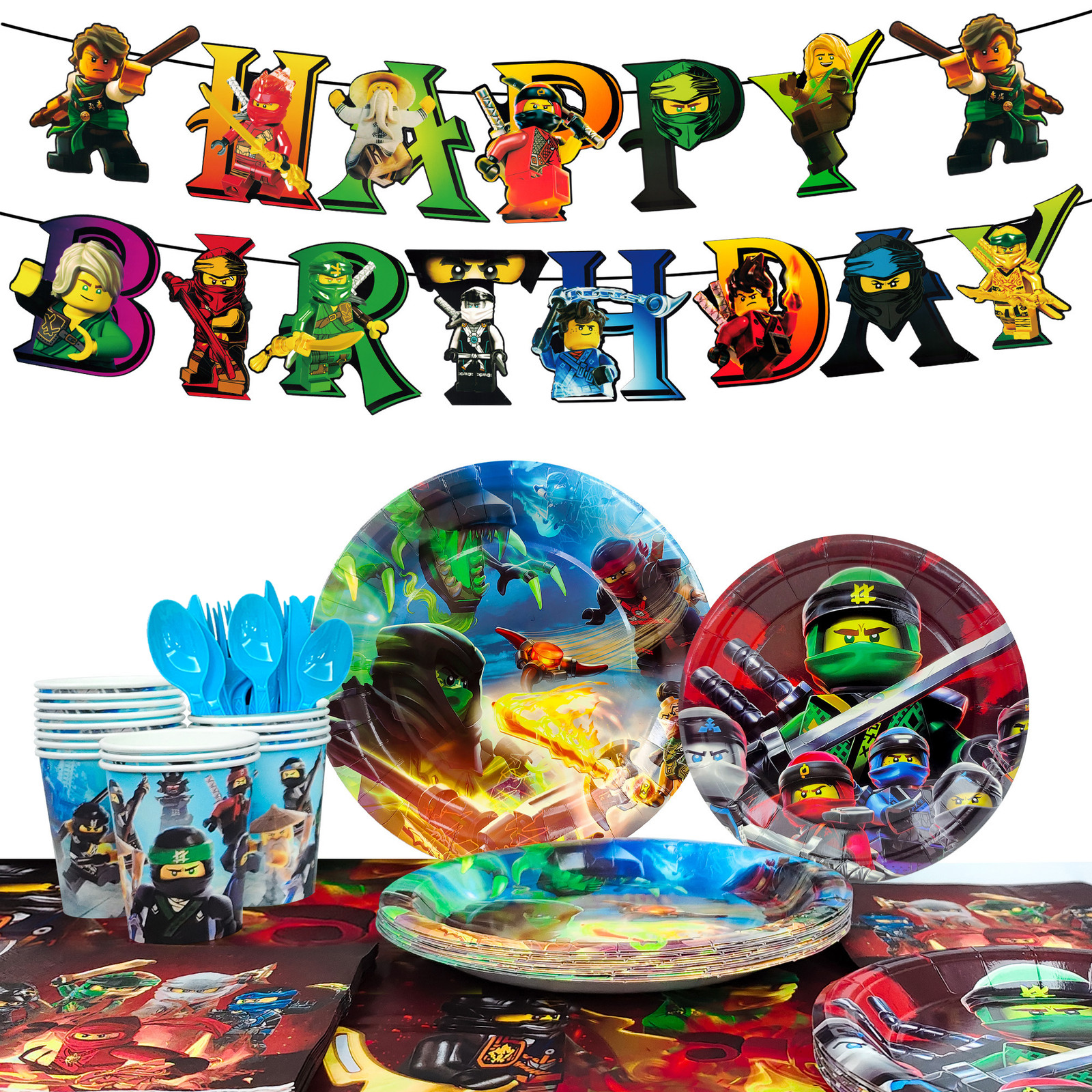 Ninja Party Decorations Lego Ninjago Birthday Supplies Tablecloth Plates Banner gallery