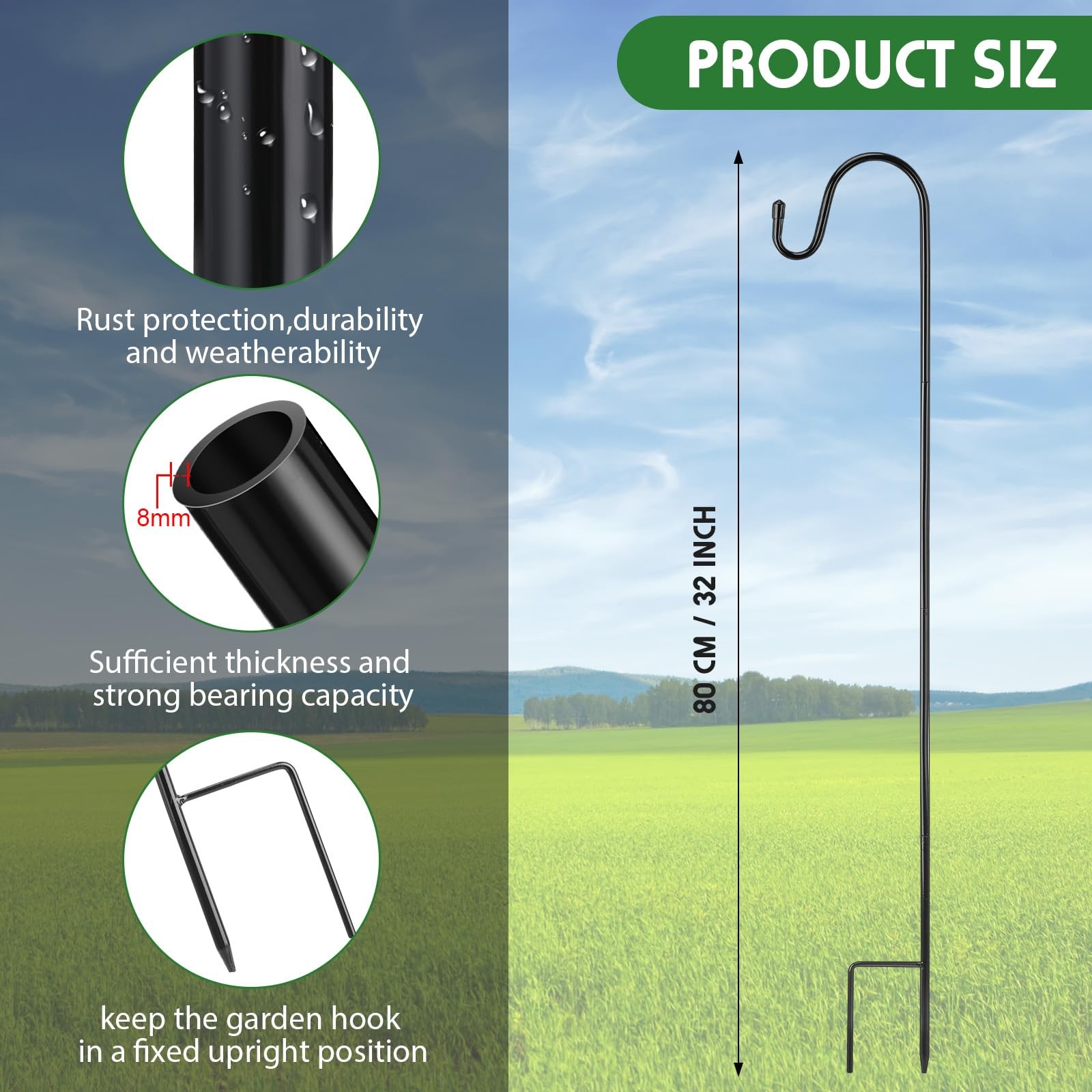 Suzile 4 Pcs 32 Inch Shepherds Hooks for Outdoor Bird Feeders Pole Metal Garden gallery