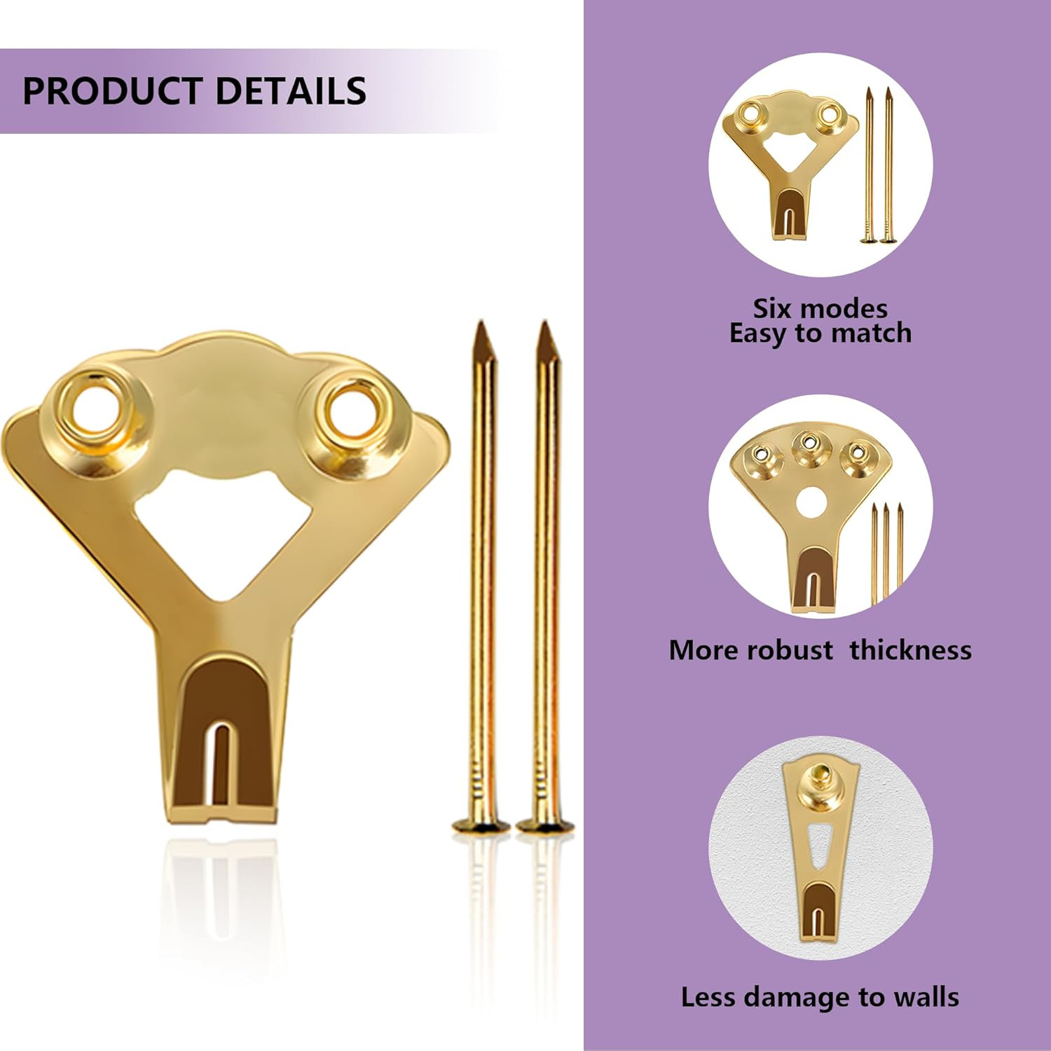 120Pcs Picture Hook Set in 6 Sizes (10LB/20LB/30LB/50LB/75LB/100LB) and 71Pcs Na gallery