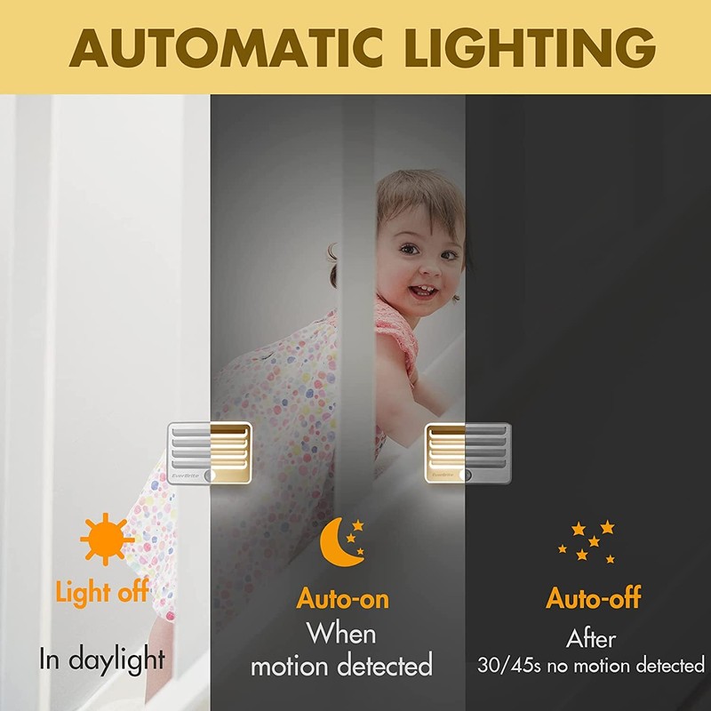 EverBrite 3-Pack Motion Sensor Night Light Auto Night Lights LED Soft Warm Light gallery