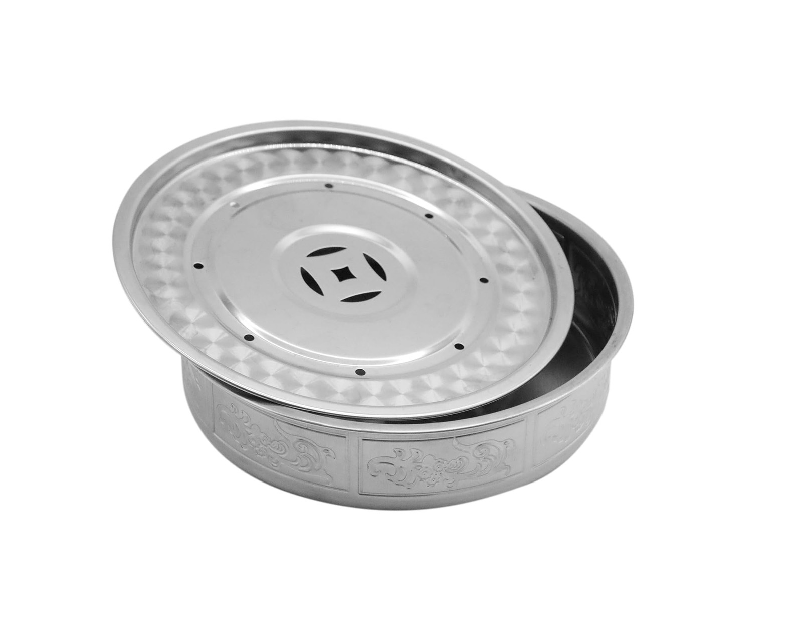 Stainless Steel Tea Tray Traditional Chinese Gongfu Serving Clouds Copper Coins gallery