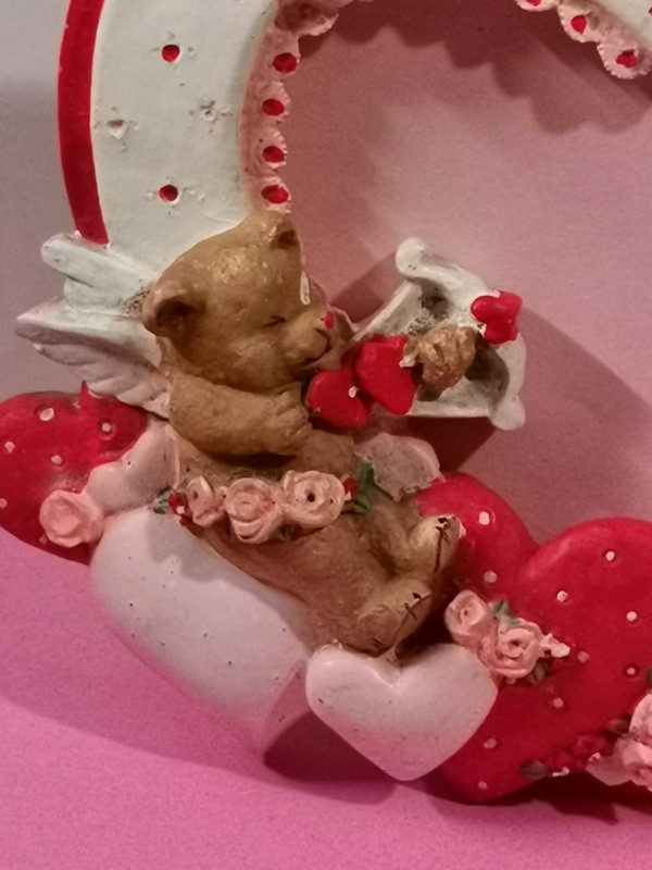 Valentine Heart ❤️ 3D Picture Frame Resin w/ Cupid Bear 💘 Holds 3.5x4 Photo gallery