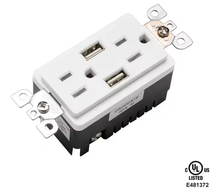 Power Outlet, 2 Type B wall plug, 2 USB