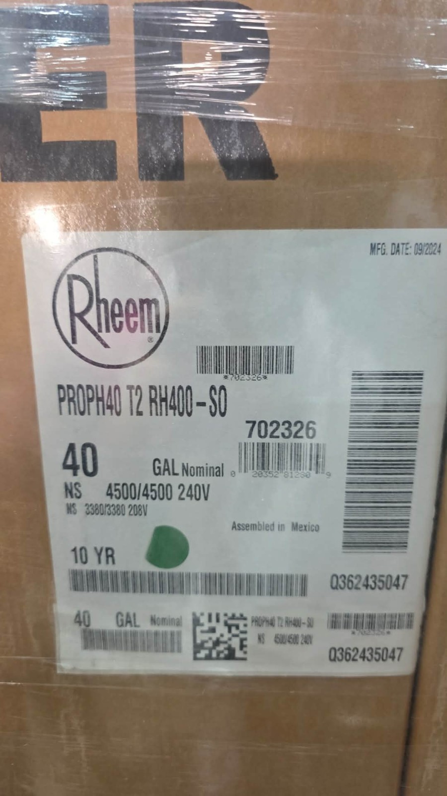 Rheem PROPH40 T2 RH400-S0 Professional Classic water heater gallery
