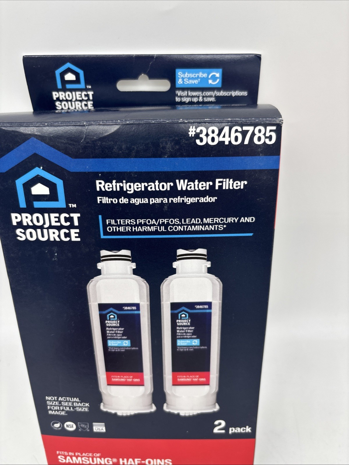 New Project Source Samsung HAF-QINS 3846785 Refrigerator Water Filter 2 Pack QTY gallery