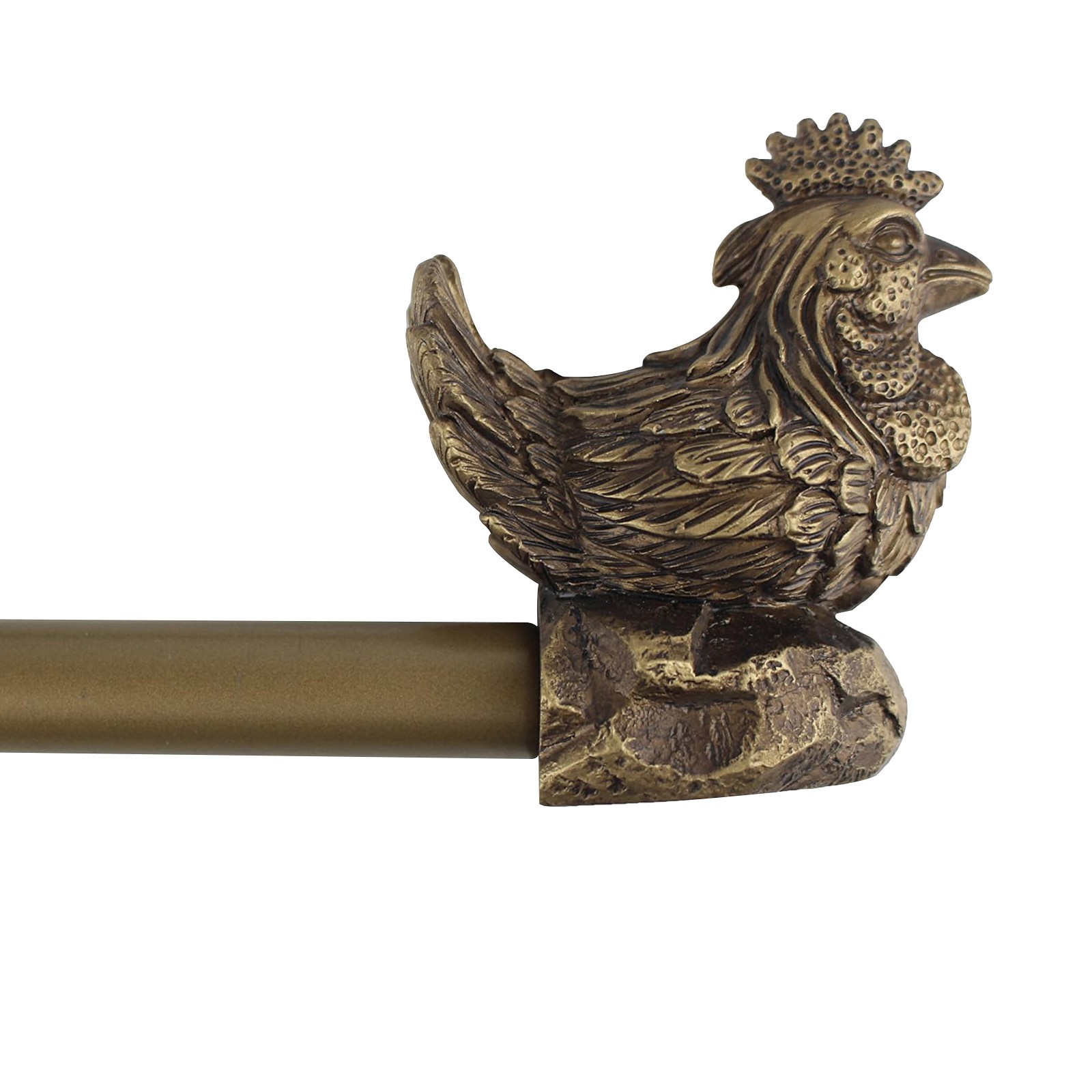 3/4" Diameter Adjustable Single Drapery Curtain Rod W/ Rooster Finial, 28"-120" gallery