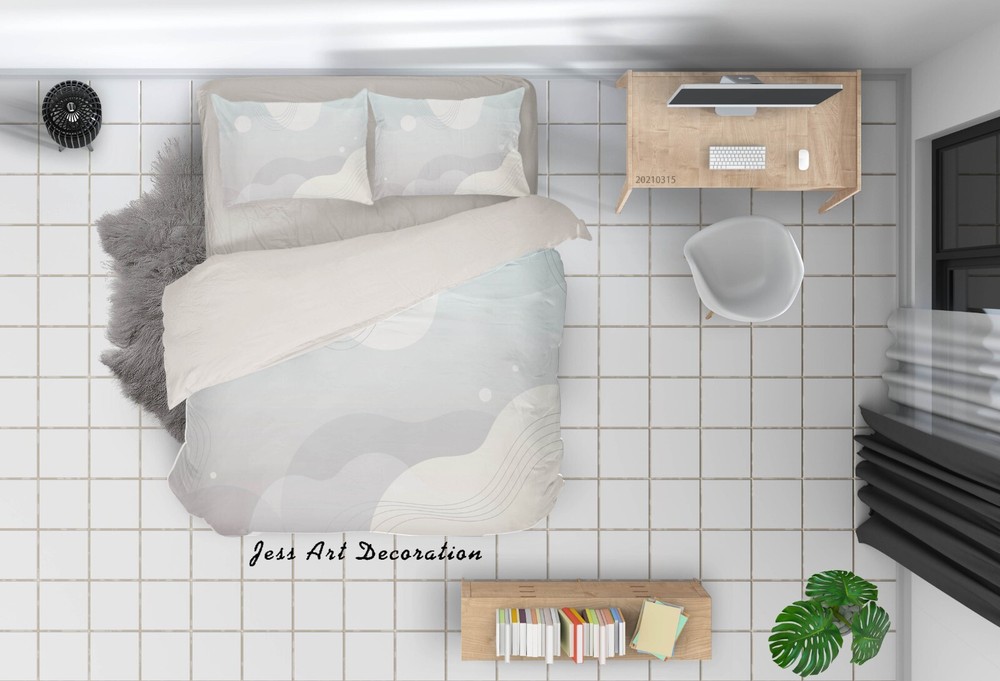 3D Geometric Abstract Line White Quilt Cover Set Bedding Sets Pillowcases 64