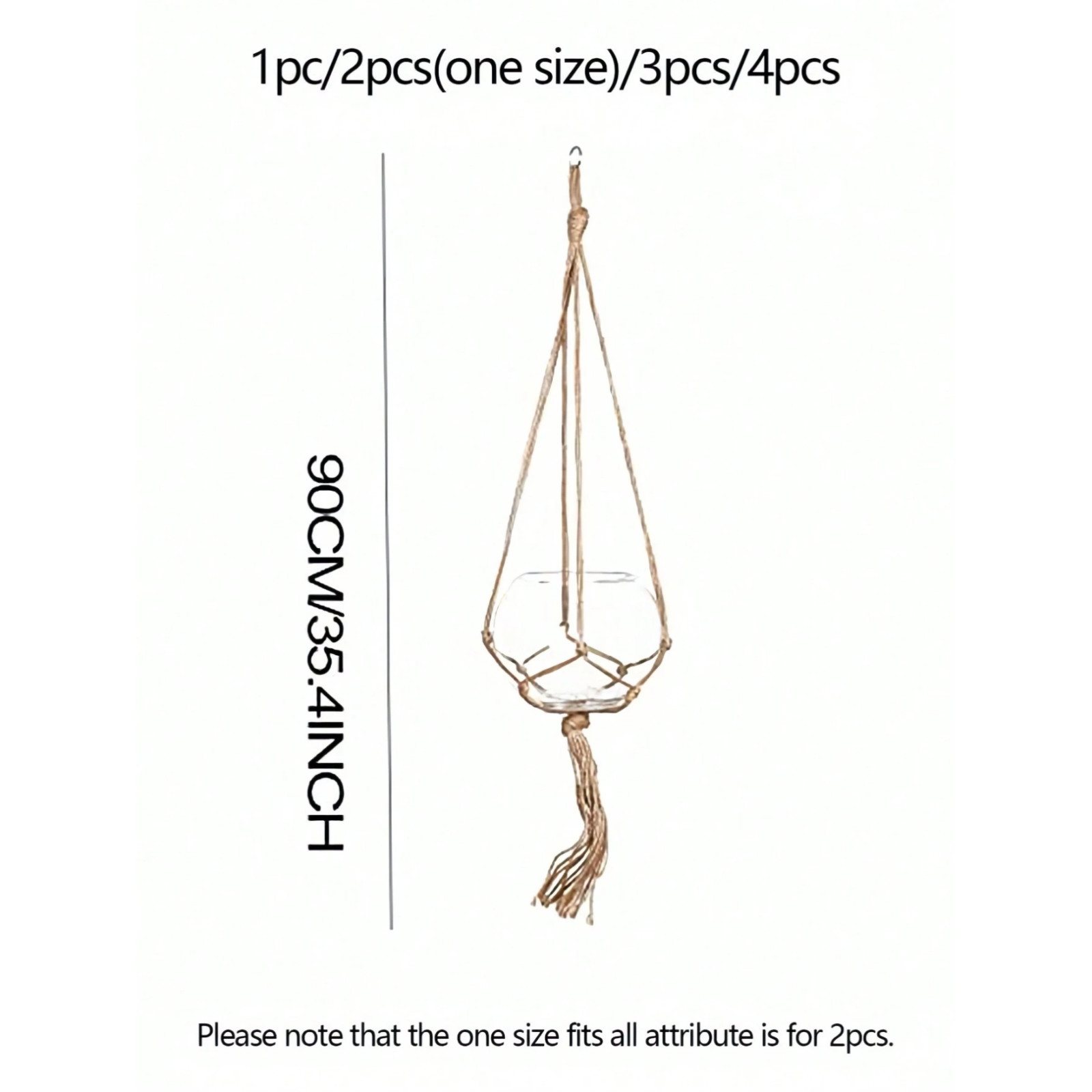 Plant Hanger Brown Rope Boho Macrame Hanging Basket Decor for Home Garden USA gallery