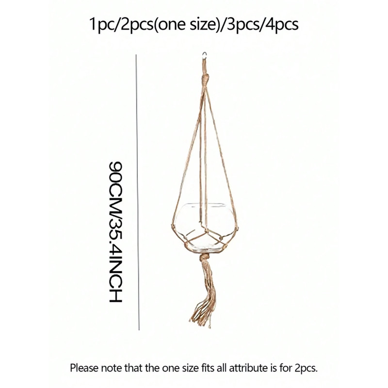 Plant Hanger Brown Rope Boho Macrame Hanging Basket Decor for Home Garden USA gallery