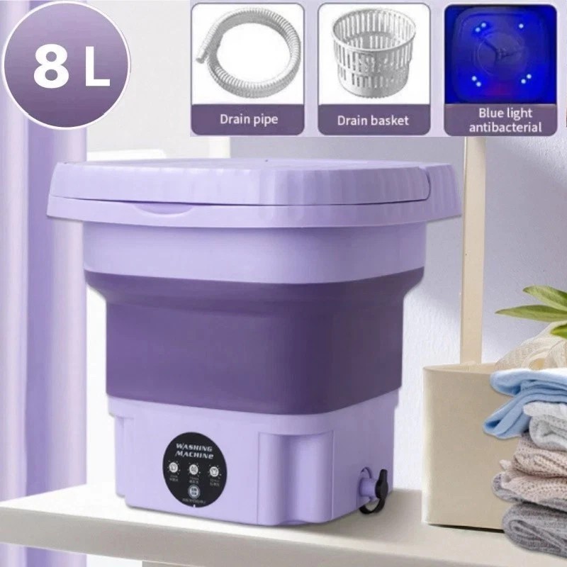 Mini Portable Washing Machine Folding Sterilization Drying Laundry Machine 8L US