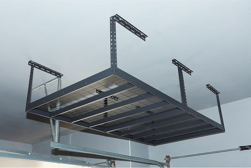 Overhead Garage Storage Rack — Adjustable Height, 96In.L X 48In.D X 23–37In.H gallery