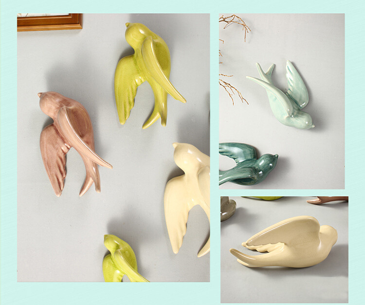 1PCS Ceramic Simulation Swallows Wall Hanging Birds Flying Bird Ornament Decor gallery