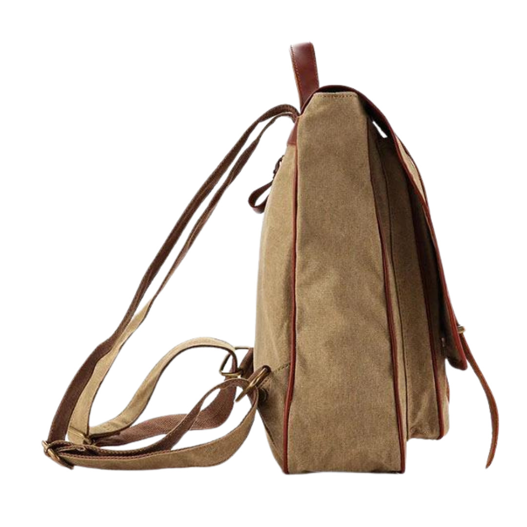 Waxed Canvas with Leather Trim Unisex Backpack 3