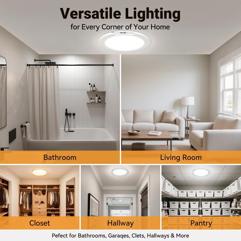 Rechargeable Ceiling Light, No Wiring Battery Operated Ceiling Lights with Re... gallery