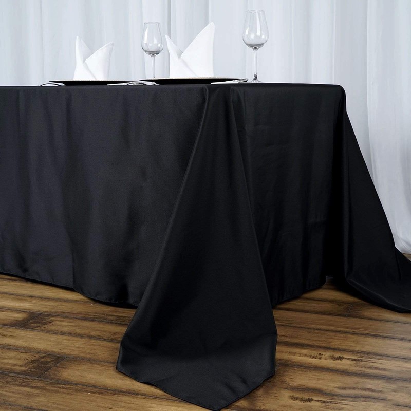 72x120" Black PREMIUM RECTANGLE Polyester TABLECLOTH Catering Linens Home SALE gallery