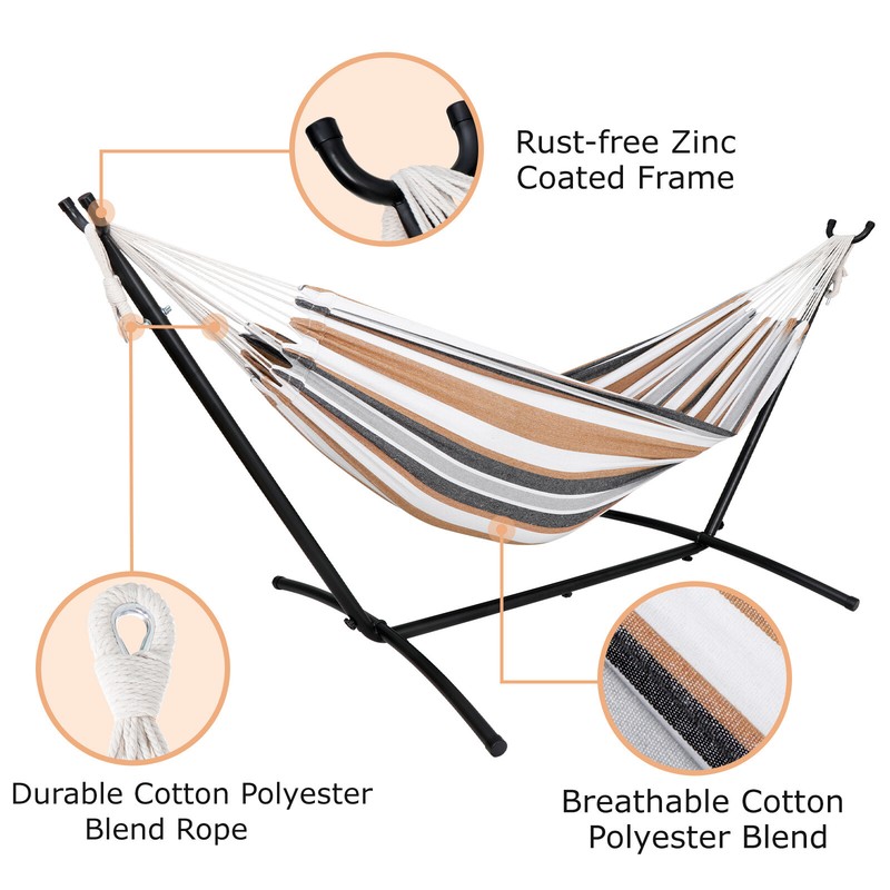Double Hammock with 620lb Capacity 9FT Steel Stand and Portable Carrying Case gallery