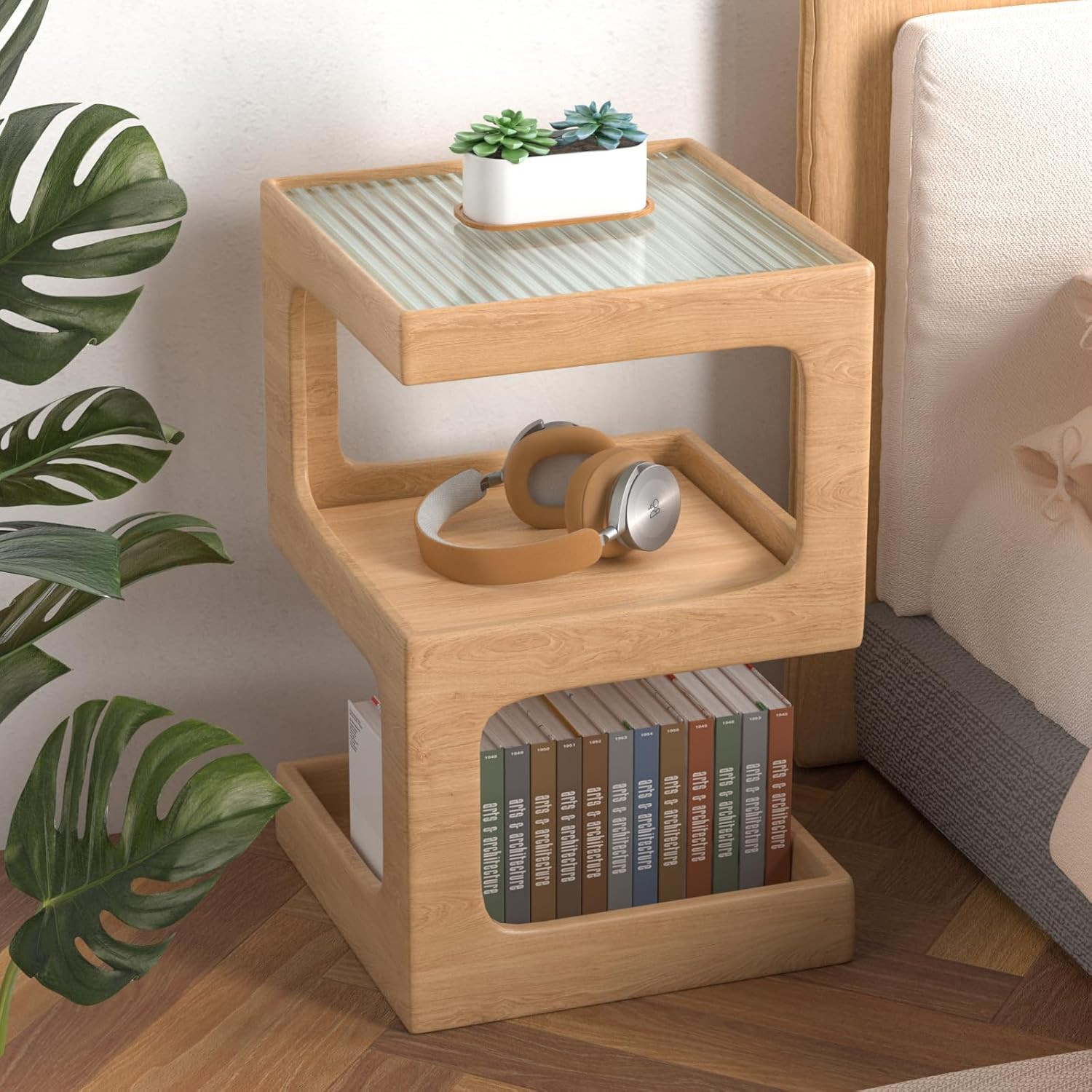 Modern Solid Wood Side Table - No Assembly Required, Log Color Accent Table gallery