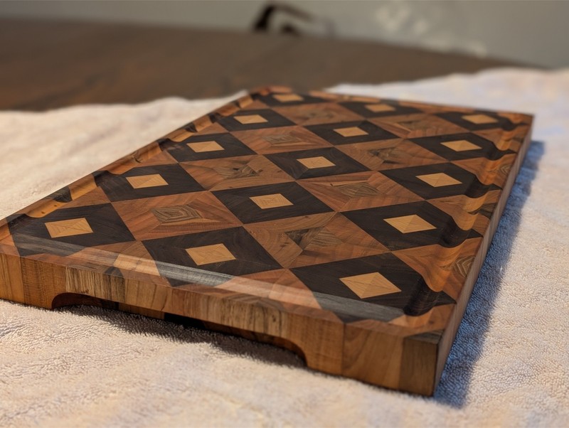 Diamond Pattern End Grain Cutting Board, butcher block,knife block, kitchen gift gallery