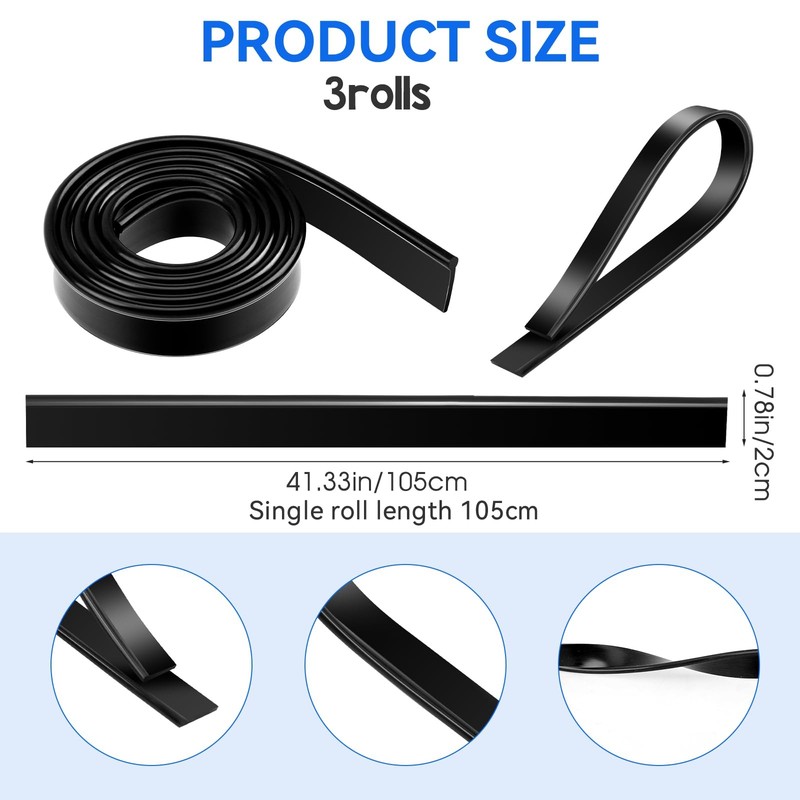 3 Rolls Squeegee Replacement Rubber Blades 41 Inch Silicone Black Blade for G... gallery