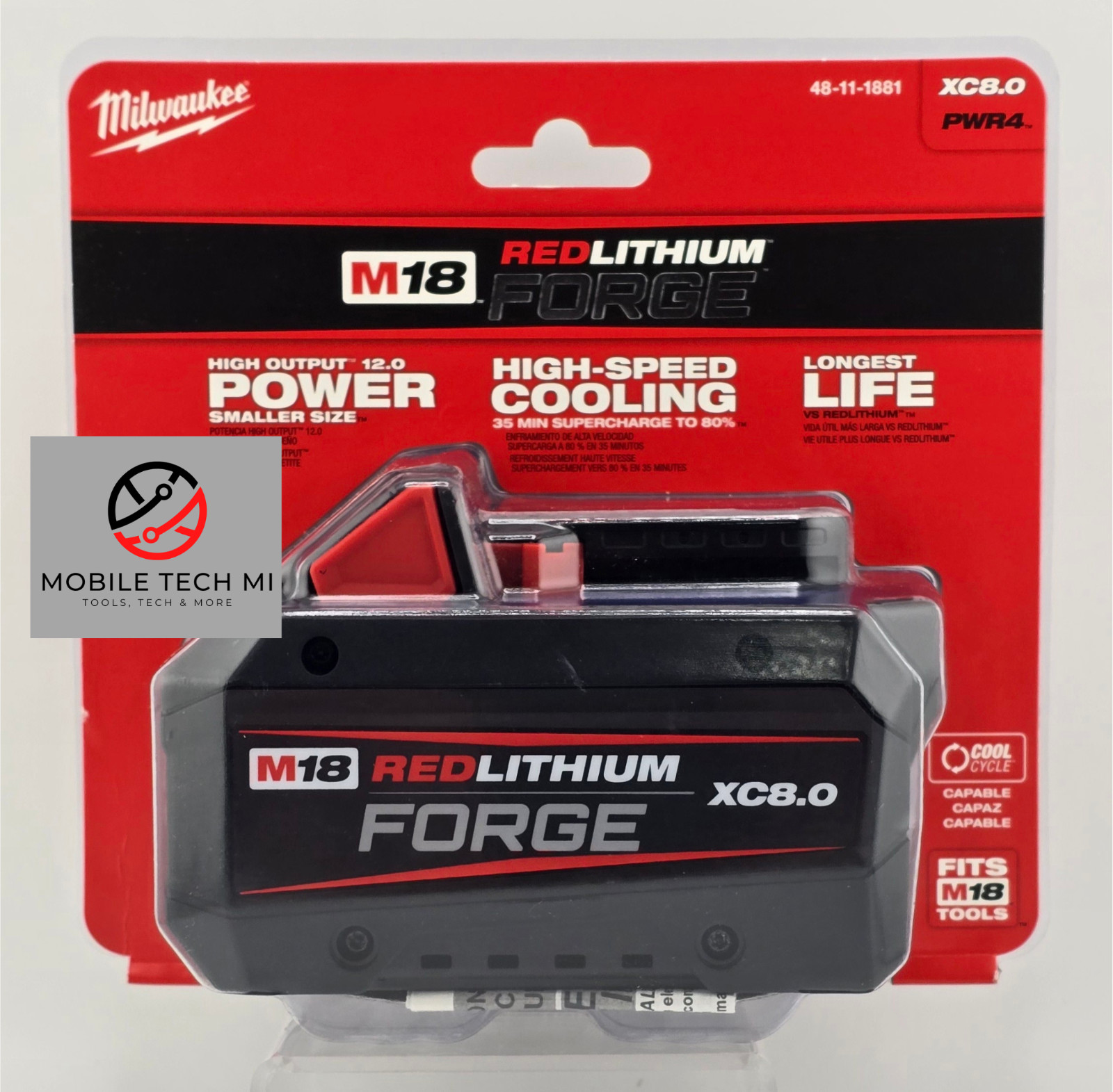 Genuine Milwaukee M18 REDLITHIUM FORGE XC8.0 8.0 Ah OEM Battery Pack 48-11-1881 gallery