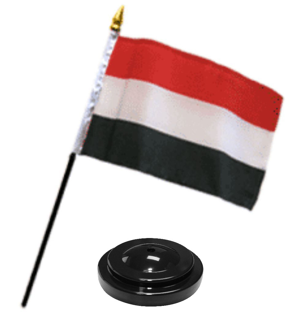 Yemen 4"x6" Flag Desk Set Table Stick Black Base gallery