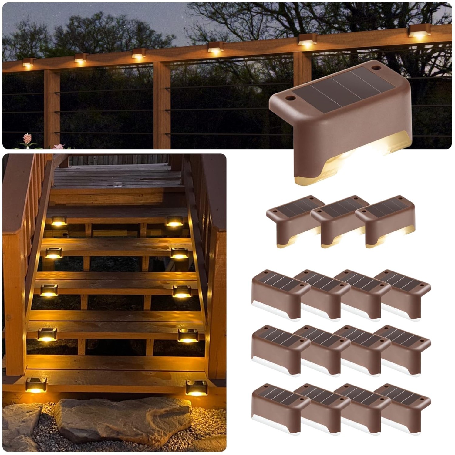 Warm White LED Stair Lights 16 Pack - Modern Design gallery
