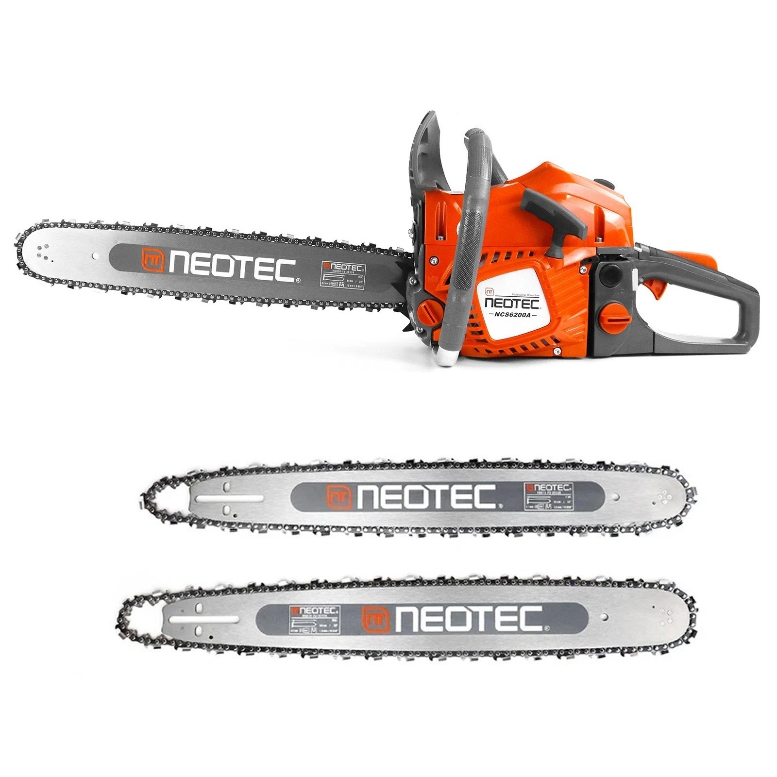 62cc Gas Powered Chainsaw with 2PCS Guide Bar Saw Chain 2-Stroke Engine Cut Wood gallery