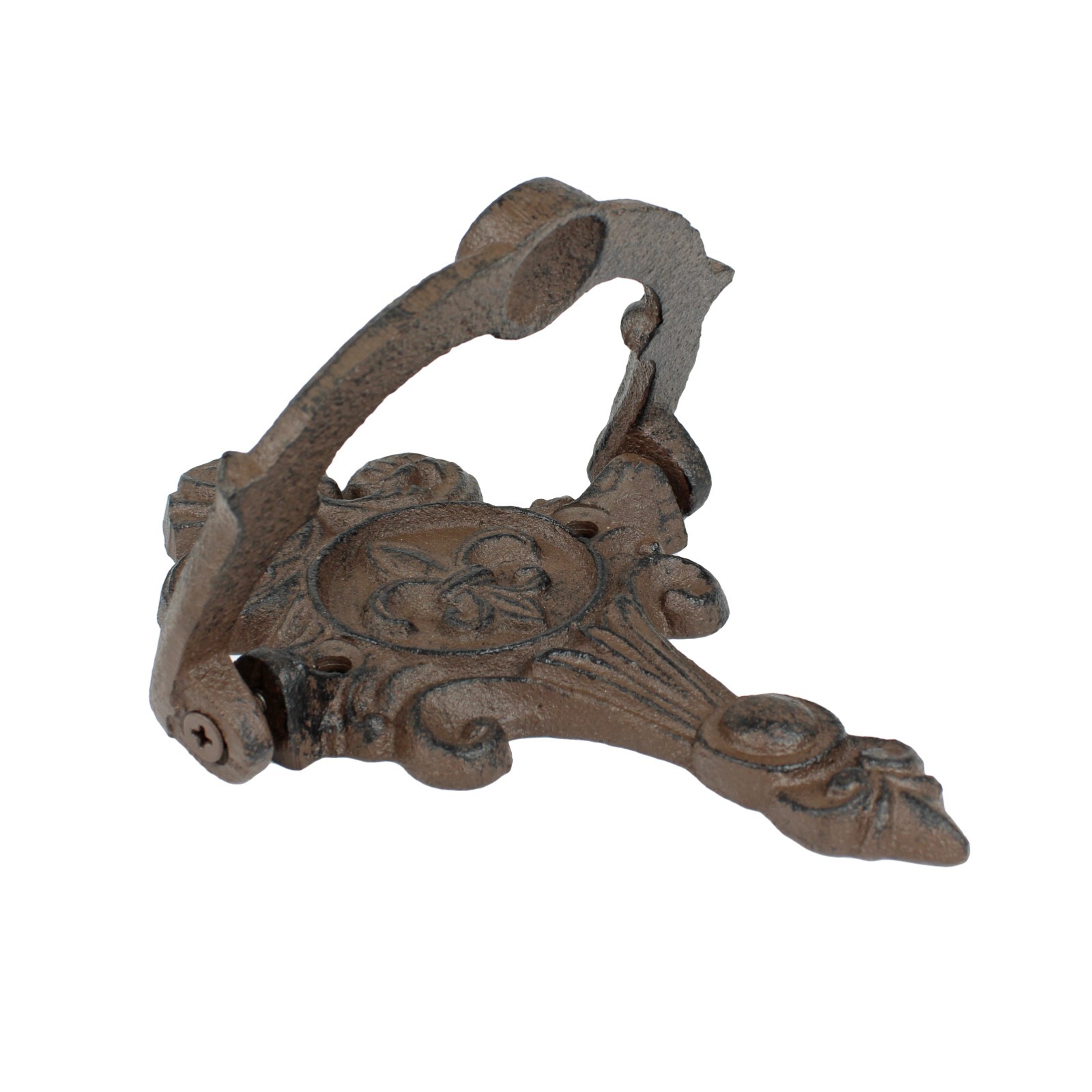Cast Iron Fleur De Lis Door Knocker Scrolls Accent Rustic Victorian Style Brown gallery