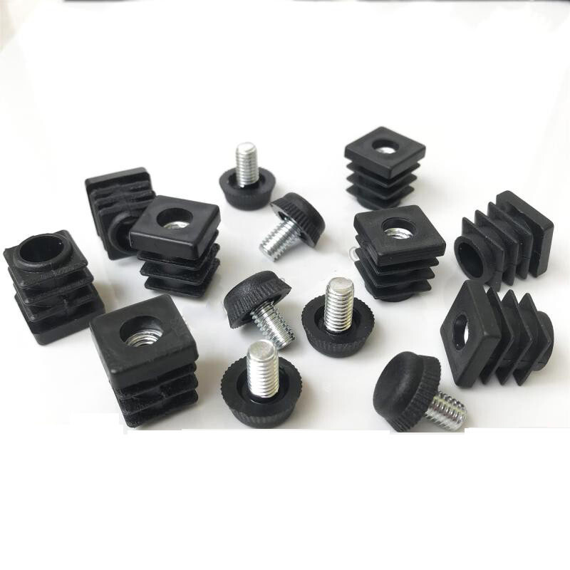 Square Threaded Tube Inserts - M6 M8 M10 Plastic Tube Pipe Black, Box Section gallery