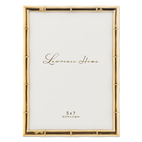 5" W x 7" H Metal Picture Frame with Bamboo Design (712257) 5x7 Single Gold gallery
