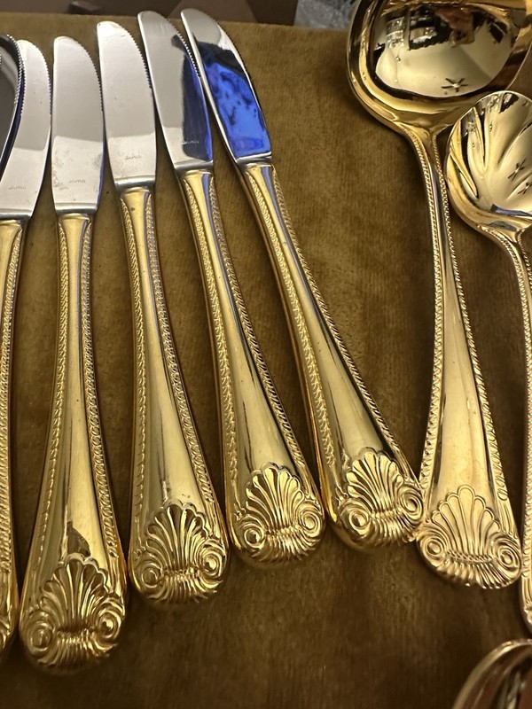 Gold Electroplate Shell Rope Flatware Set Made in Japan gallery