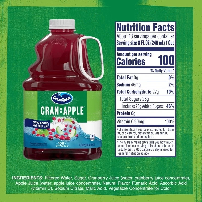 Ocean Spray Cran-Apple Cranberry Apple Juice Drink, 101.4 Fl Oz Bottle Pack of 1 gallery