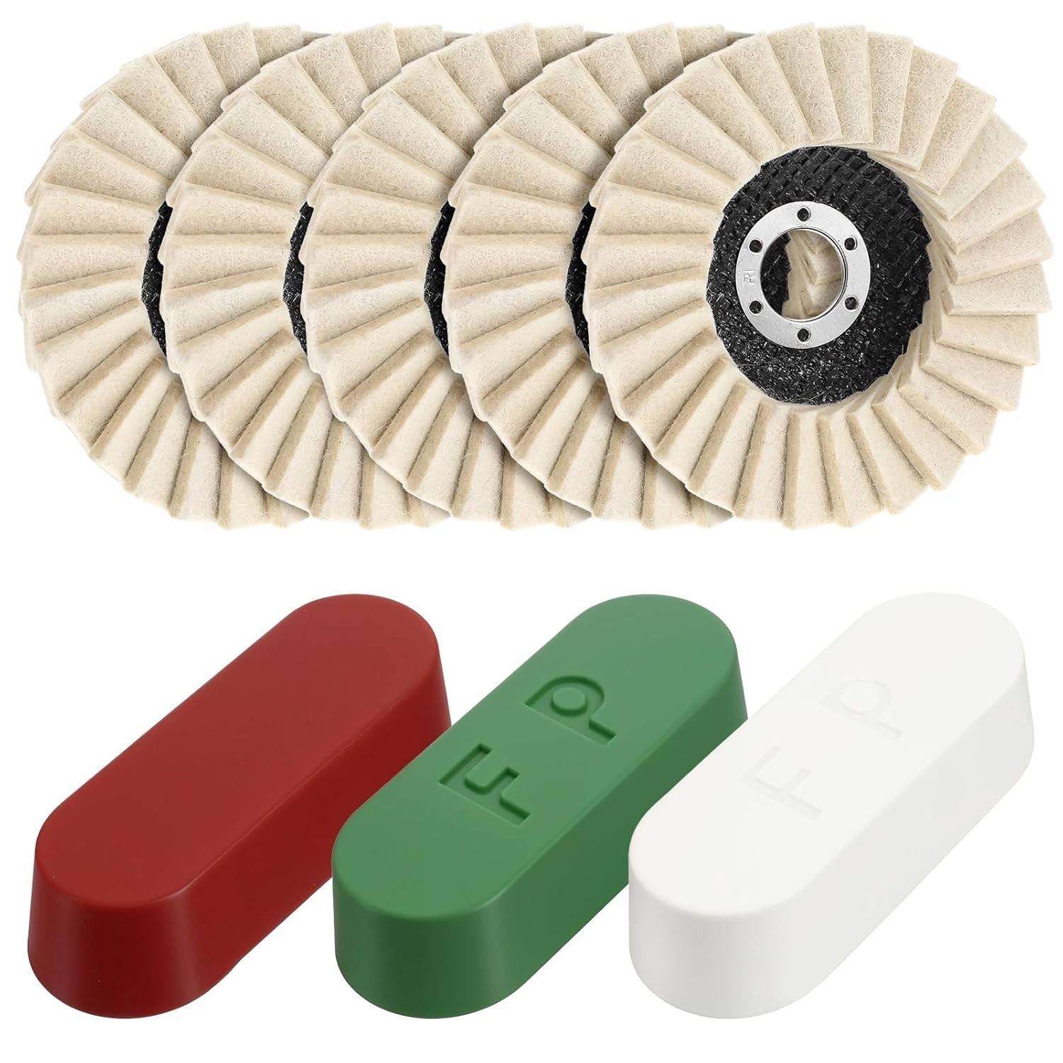 8 Pcs Wool Polishing Wheel Disc Set with Buffing Wheel and Compound, 4 1/2 X 7/8 gallery