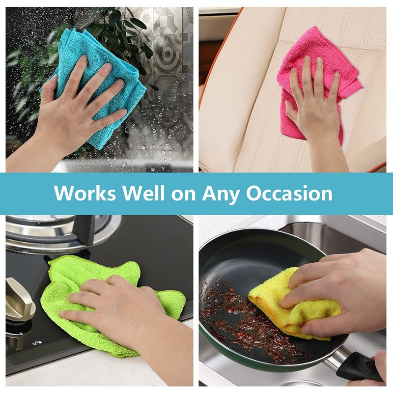 Microfiber Cleaning Cloth,12 Pack Cleaning Rags, Cleaning Towels with 4 Color As gallery