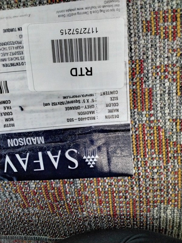 GREY / ORANGE 5' X 5' Square Back Stain Rug Reduced Price 1172757215 MAD440G-5SQ gallery