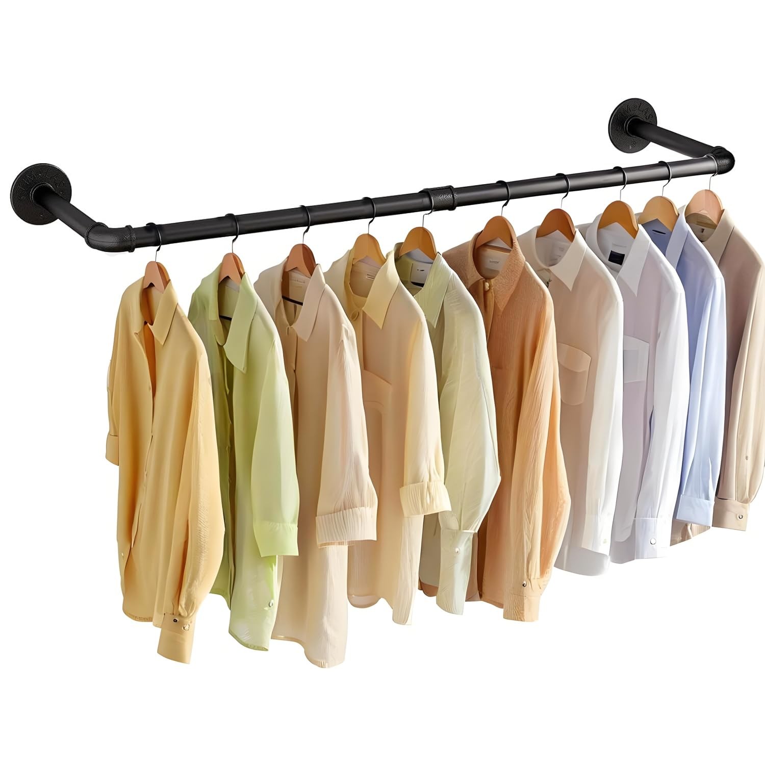 Perchero de pared de 91 cm (36 pulgadas), barra de hierro resistente para ropa gallery