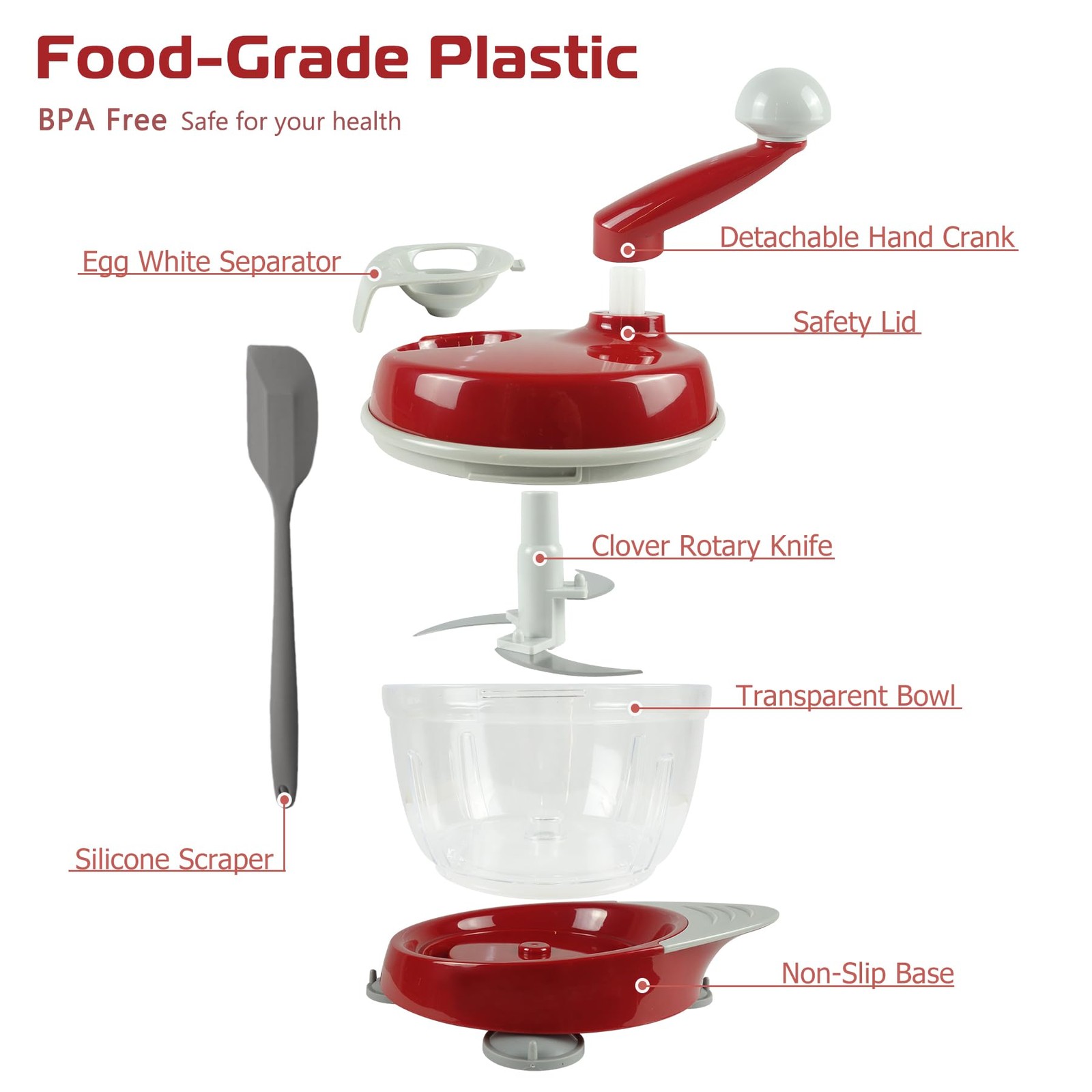 Manual Food Processor,Hand Powered Crank Food Processor Chopper,Food Vegetabl... gallery