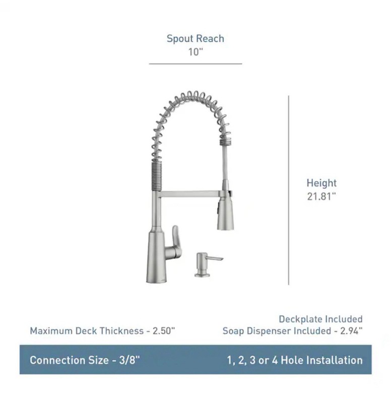 Moen Edwyn Spot Resist Pulldown Kitchen Faucet - Silver (87807SRS) gallery