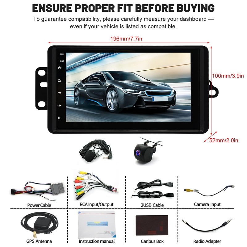 7 Touchscreen Android 13 Car Stereo Aztek 2001-2005 Wireless CarPlay GPS BT Cam gallery