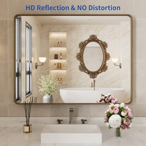Bathroom Wall Mirror, 40x30 Inch Oil Rubbed Vanity Mirror, 40"L x 30"W Bronze gallery