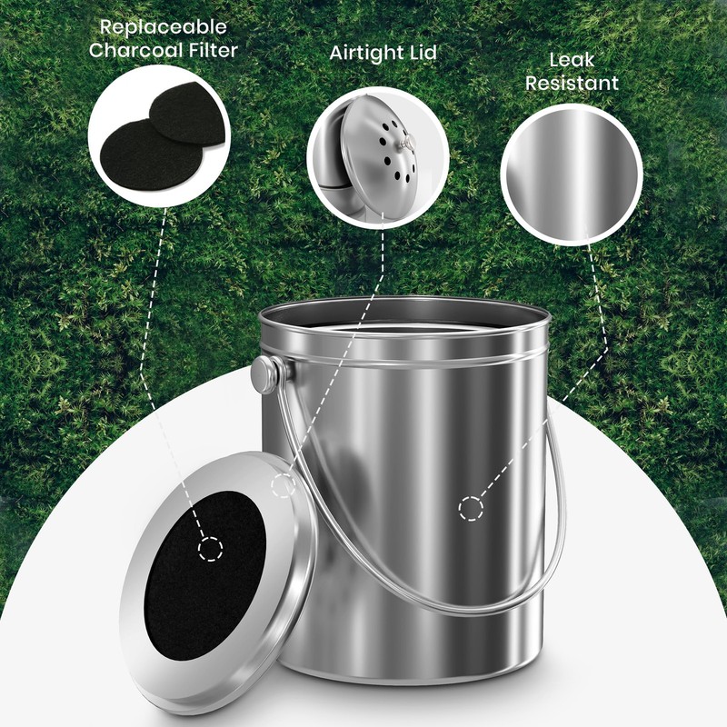 Utopia Kitchen Compost Bin for Kitchen Countertop - 1.3 Gallon Compost Bucket gallery