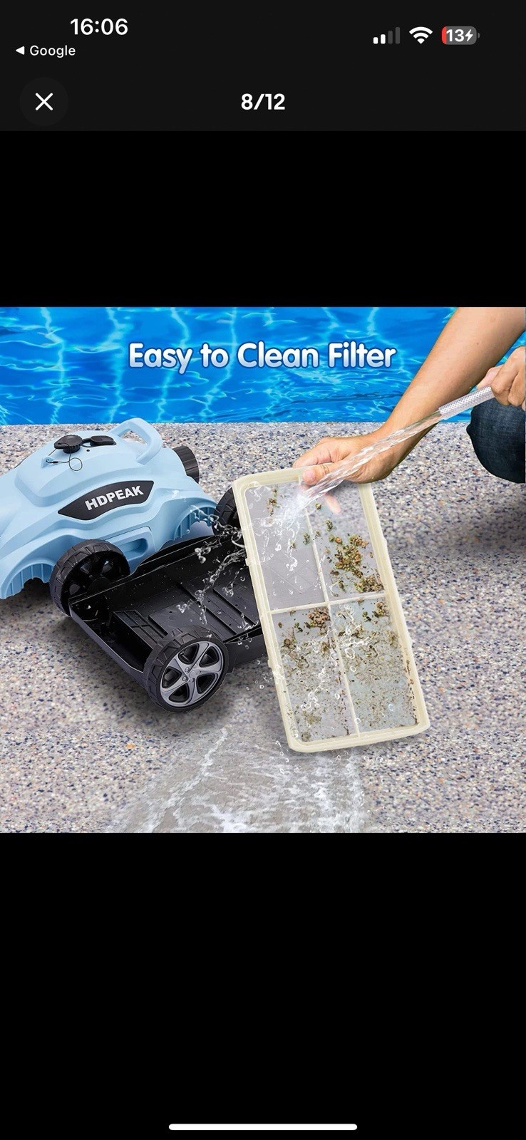 Cordless Robotic Pool Cleaner,Automatic Pool Vacuum Robot for In-Ground/Above gallery