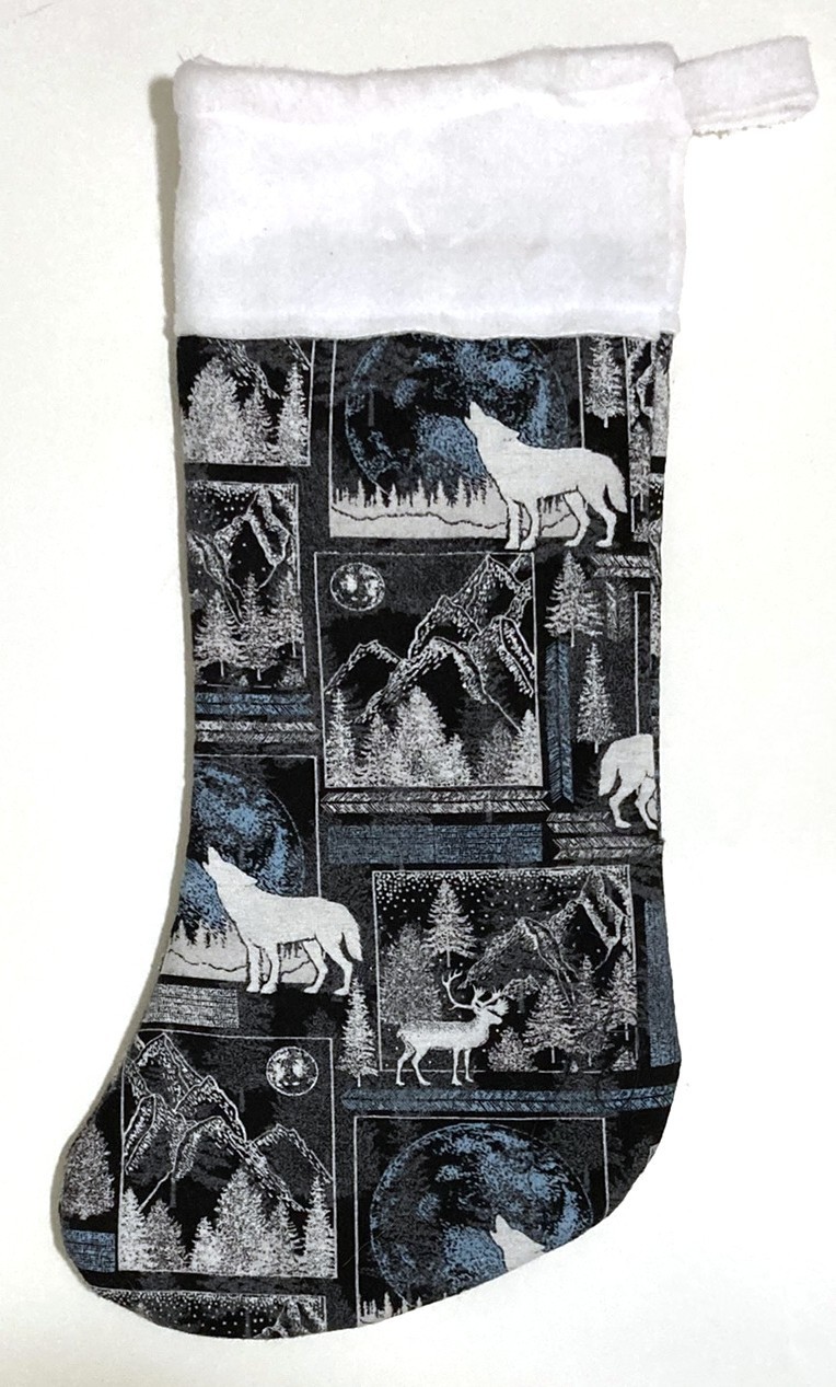 Grandpa Christmas Stocking Wolves Mountains Elk Trees 19" Grandfather Outdoors gallery