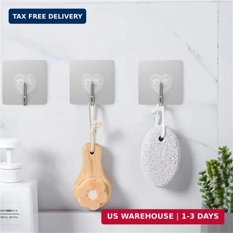 20-Pack Super Sticky Adhesive Hooks - Stainless Steel Hooks Hold Up To 22 lbs gallery