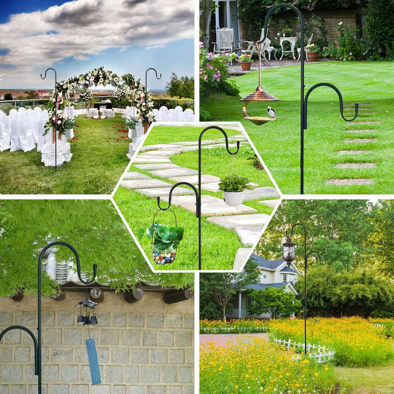 MIPON 78 Inch Double Shepherds Hooks for Outdoor Bird Feeder,Hanging Plants,Sola gallery