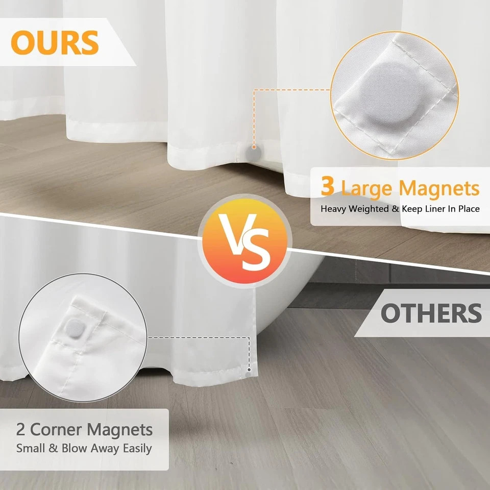 74 Inch Long Cloth Shower Curtain Liner with 3 Weighted Magnets, 72'' X 74'' Wat gallery