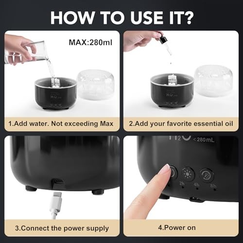 "280ml Jellyfish Humidifier & Essential Oil Diffuser with Remote, 7 Color Lights gallery