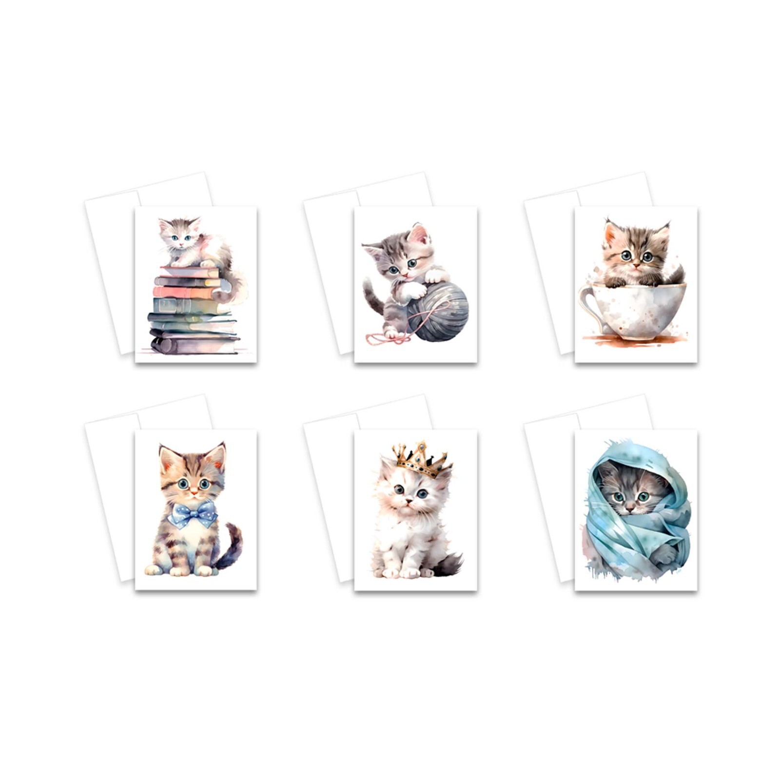 12 Assorted All Occasion Notecards with Envelopes - CUTE KITTEN ( 2 of Each ) gallery